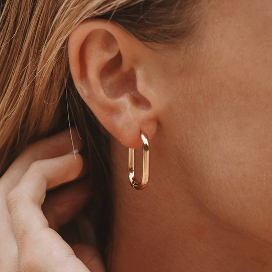 Gold Oval Hoop Earrings