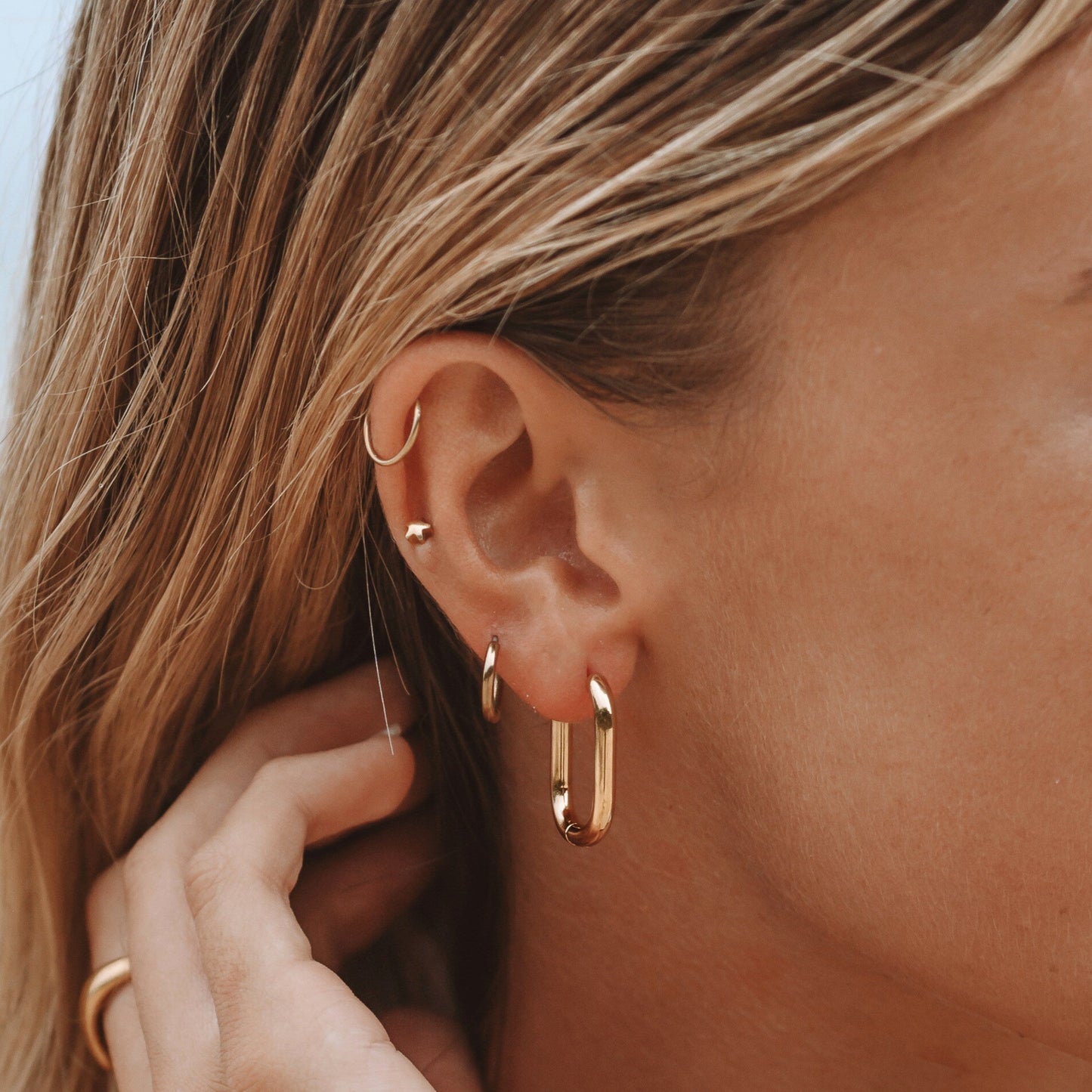 Gold Oval Hoop Earrings