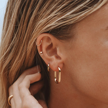 Gold Oval Hoop Earrings